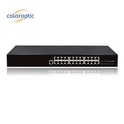 24 portas Ethernet rápida Poe Switches Plug and Play 10/100/1000M ((POE) 4*10GE Portos SFP