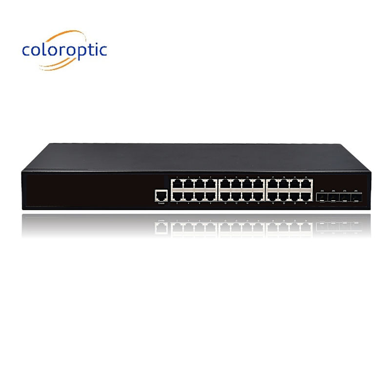 24 portas Ethernet rápida Poe Switches Plug and Play 10/100/1000M ((POE) 4*10GE Portos SFP