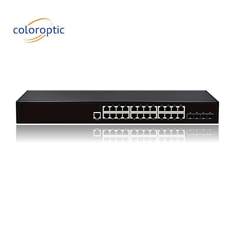 Camada 2 Interruptor Ethernet POE inteligente com 24 portas 10/100/1000M Portas SFP 4GE