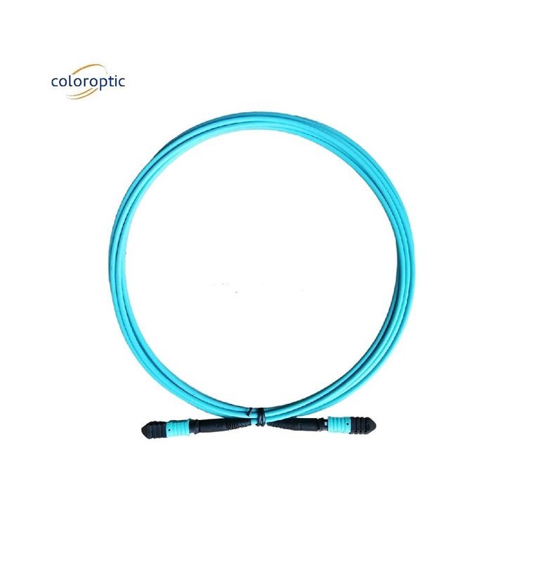 Fibra de grau G652D MPO cordão de remendo com polir conector de PC Aqua Jacket